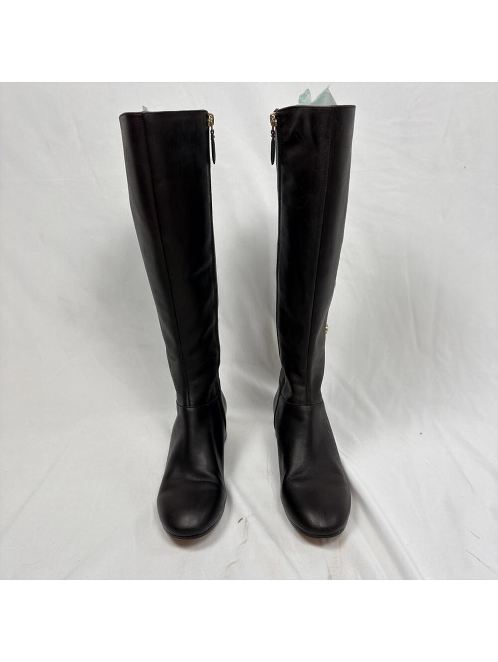 Nine West Oreyan Genuine Leather Knee High Brown Boots Gold Button Details 6.5 - Picture 2 of 9